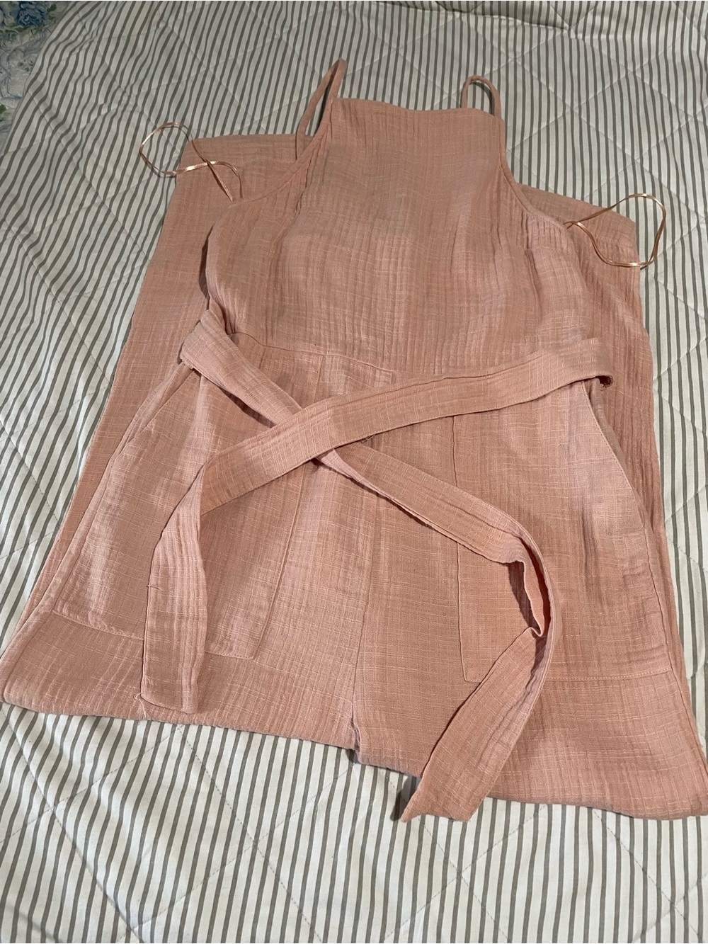 Zara Dusty Rose Textured Apron-Style Jumpsuit